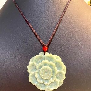 Natural Grade A Ice Jade Jadeite Lucky Men Women Gift Green Lotus Flower Pendant